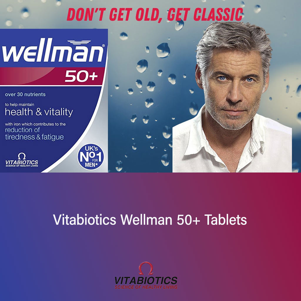 Vitabiotics Wellman 50+ Multivitamin Supplement Tablets For Men With Advanced Micronutrients, Pack of 30's