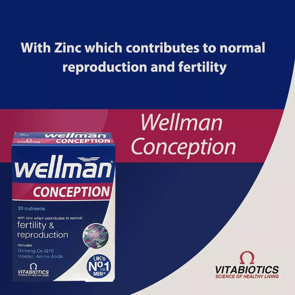 Vitabiotics Wellman Conception Supplement Tablets For Men's Fertility Support, Pack of 30's