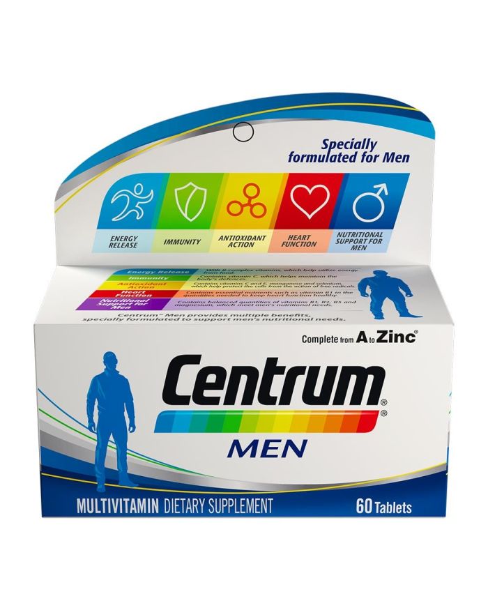 Centrum Men Multivitamins, 60 Tablets, Support Healthy Bones, Support Daily Energy Levels